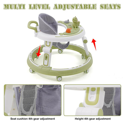 3 in1Lauflernhilfe,Babywalker Höhenverstellbar & Klappbar,Anti-Rollove Lauflernwagen mit 7-Fach Höhe