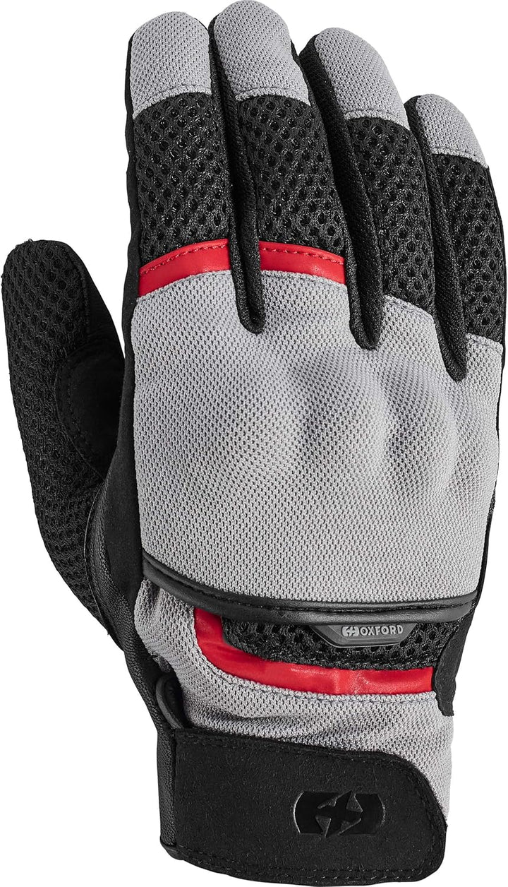 Oxford Motorradhandschuhe kurz Motorrad Handschuh Brisbane Air Sommer Handschuh grau/schwarz/rot 3XL