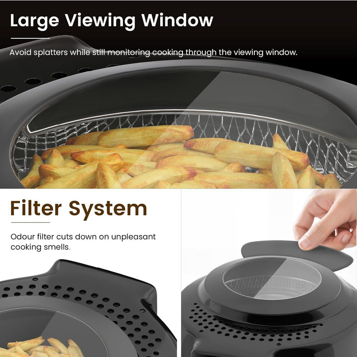 Friteuse mit Fett 1L Elektrische 950W Kompakte Mini Fritteuse Öl mit Temperaturregelung Edelstahl Fi
