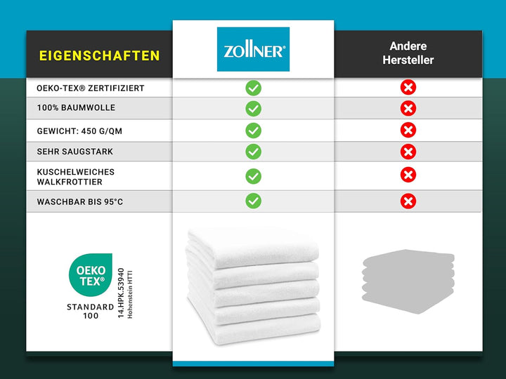 ZOLLNER 5er Set Badetücher, Badehandtücher, 100x150 cm, Baumwolle, weiss 100 x 150 cm, 100 x 150 cm