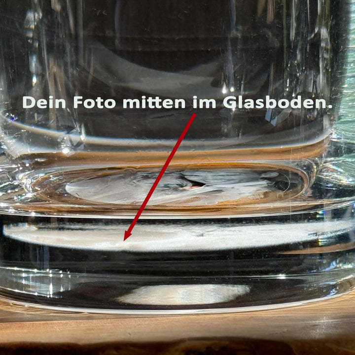 contento | Whisky-Glas Set personalisiert – Fotogravur im Glasboden – eigenes Bild in Glas (Boden) g