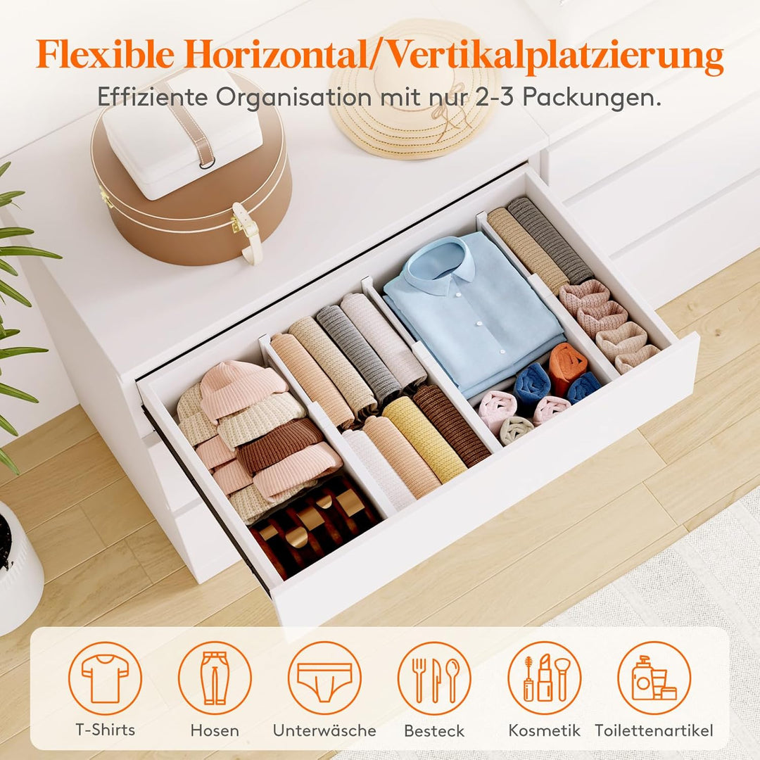 Lifewit 4 Set Schubladentrenner für Innenlänge 32–56cm & Höhe＞10.5cm Schubladen, Verstellbar Schubla