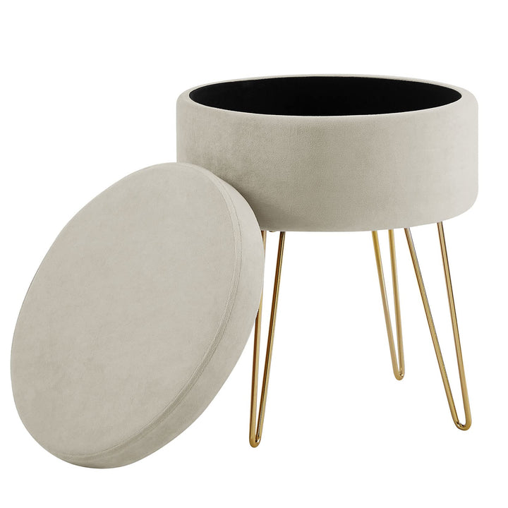 Zedelmaier Runder Sitzhocker Schminktisch Hocker Ottoman Gepolsterter Hocker Abnehmbarer Bezug Metal