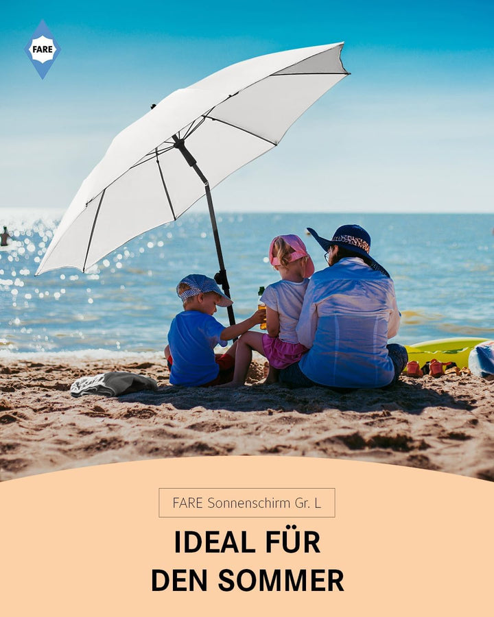 FARE Sonnenschirm Gr. L - 200 cm Durchmesser - UV-Schutz 50+ für Balkon Garten Terrasse Sommer - Tit