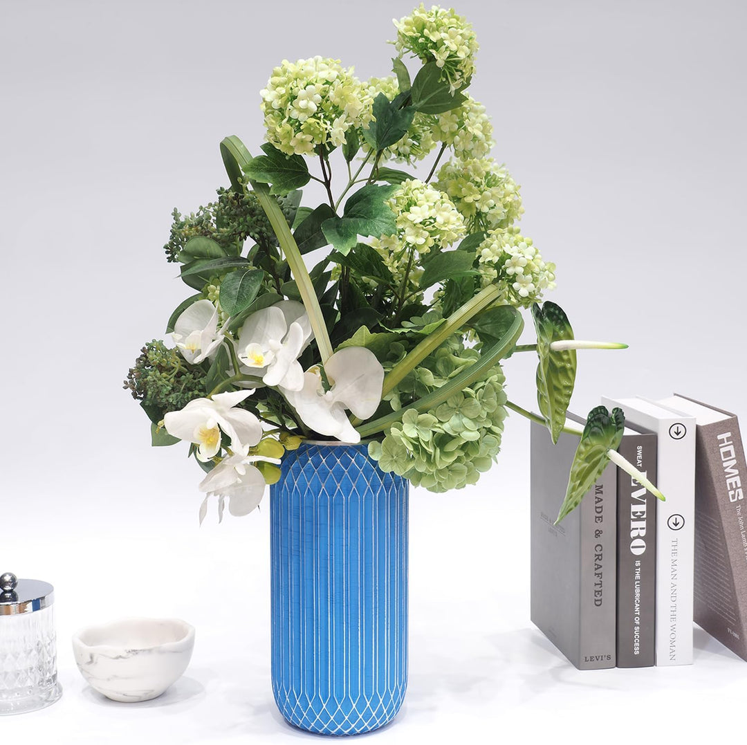 Suanti Dekorative Blumenvase (28 cm), Gross Blau Moderne Vase, Einzigartigen Formen Vase, Für Home O