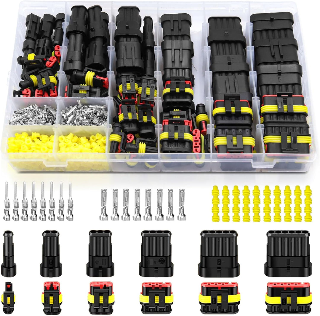 KFZ Stecker Set, 808Pcs KFZ Steckverbinder, Wasserdichte Stecker 1/2/3/4/5/5/6 Polig, Superseal Stec