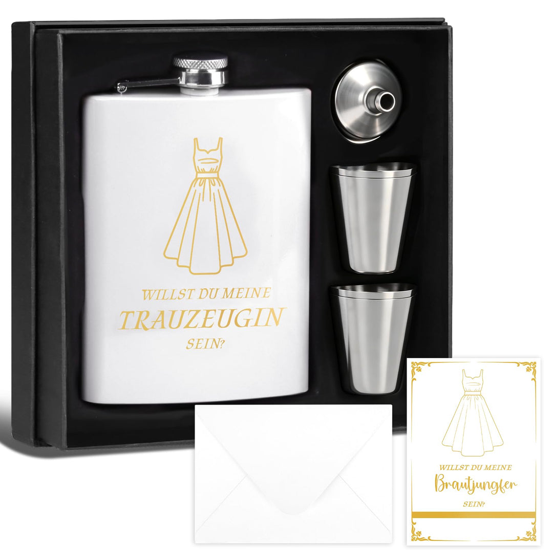8 Stück Trauzeugin Fragen Flachmann Willst Du Meine Trauzeugin Sein Mit Karte 8oz Flachmann Mit Grav