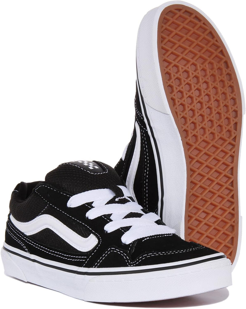 Vans Unisex Kinder Caldrone Sneaker 36.5 EU Suede Mesh Black White, 36.5 EU Suede Mesh Black White