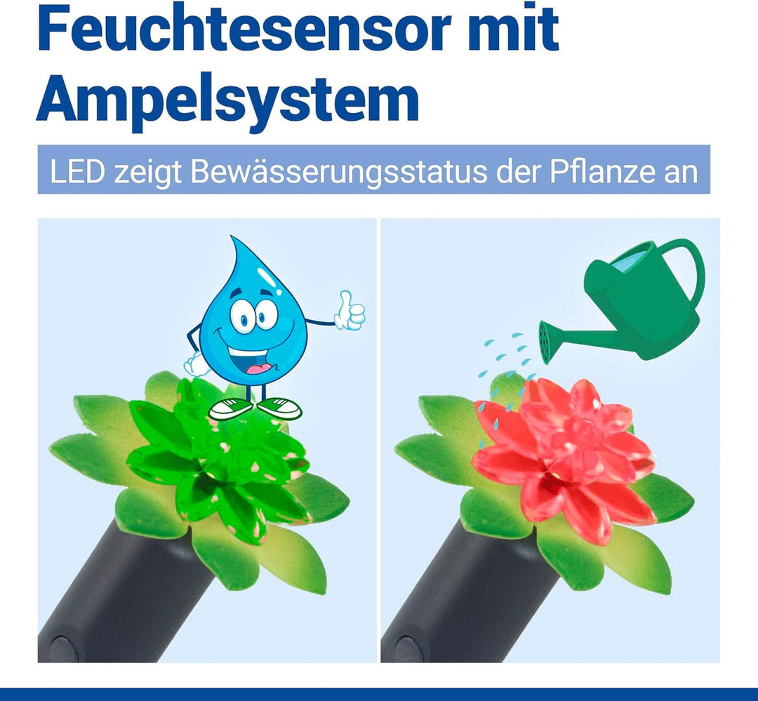 Maximex LED Feuchtigkeitsmessgerät für Pflanzen, Feuchtigkeitsmesser und Giessanzeiger für Zimmerpfl