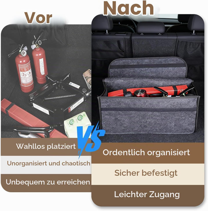 Auto Kofferraum Organizer, 50 * 24 * 17cm Faltbar Kofferraumtasche Rutschfest Filz, Auto Organizer T