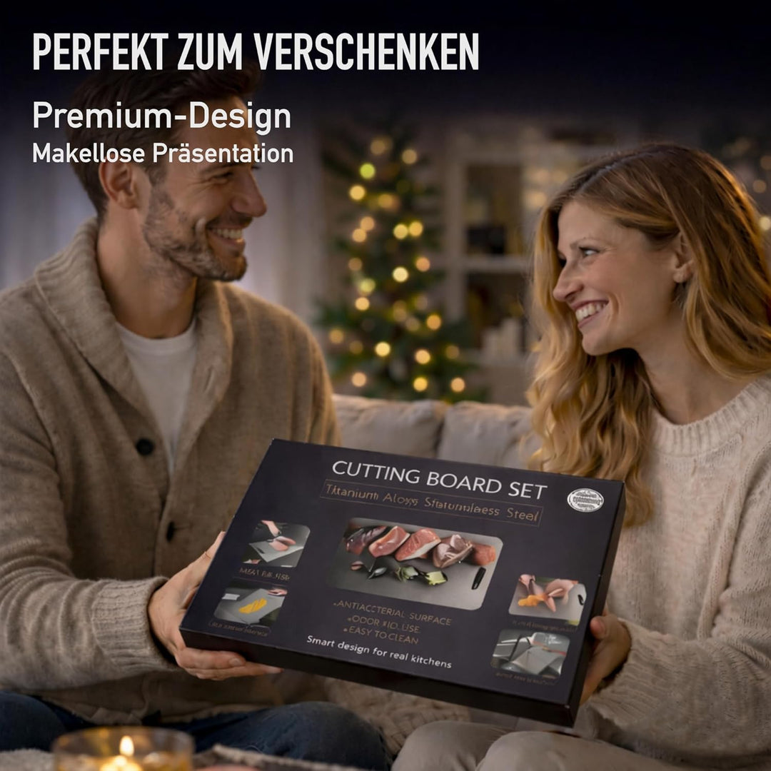 SET 3 Schneidebretter a Titanlegierung für die Küche - Schneidebrett aus Edelstahl SUS316 + 2 SUS304
