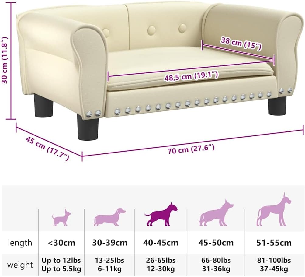 vidaXL Hundebett Creme 70x45x30 cm Kunstleder 70 x 45 x 30 cm Creme, 70 x 45 x 30 cm Creme