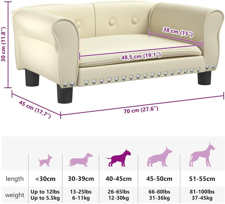 vidaXL Hundebett Creme 70x45x30 cm Kunstleder 70 x 45 x 30 cm Creme, 70 x 45 x 30 cm Creme