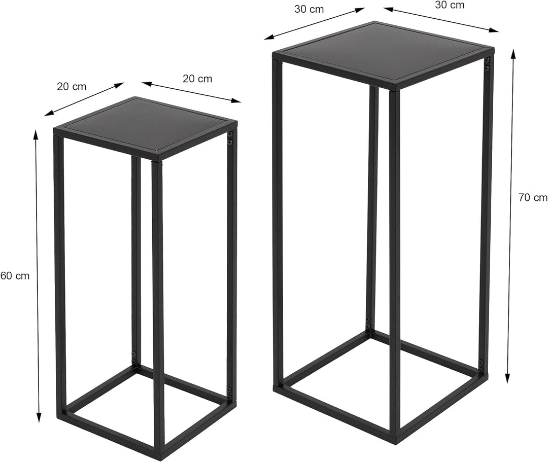 ML-Design Blumenständer im 2er Set, Schwarz, 20x60x20/30x70x30 cm, Moderne Blumentopfständer, Wetter
