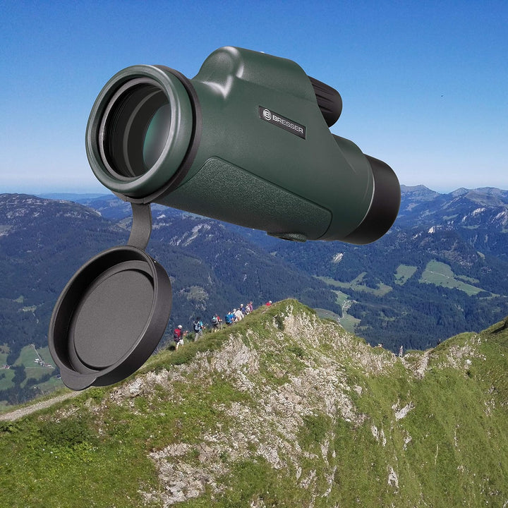 Bresser 10x42 Monokular Wasserdicht, Dachkant Optik, Robuste Gummiarmierung, Mehrschichtvergütung, i