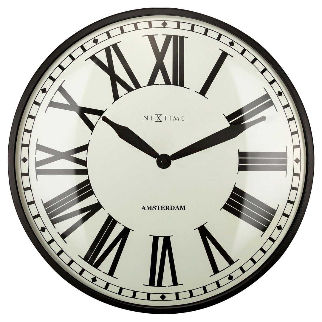 NeXtime Wanduhr Dia. 40cm - Metall Amsterdam Stil Uhrwerk One Size Silberfarben, One Size Silberfarb