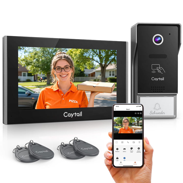 WLAN Video Türsprechanlage 2-Draht mit Kamera und Türöffner, 7" IPS Touchscreen, WIFI6 Dualband Gege