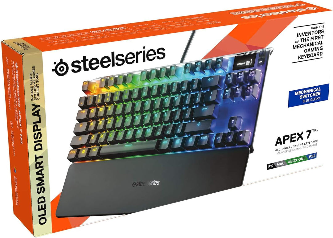 SteelSeries Apex 7 TKL - Mechanische Gaming-Tastatur - Kompakt (TKL) - OLED Smart Display - Blau Sch