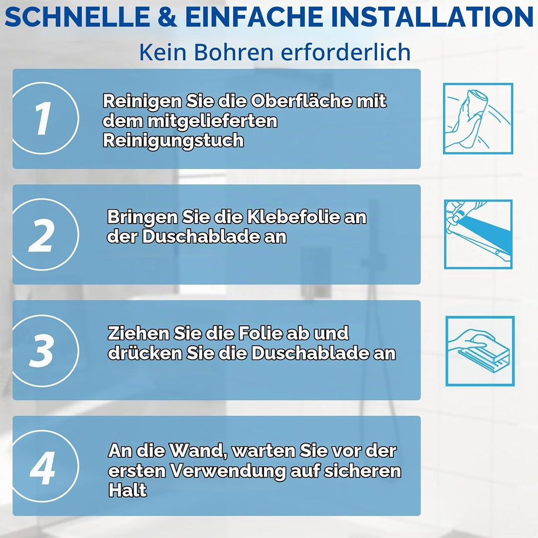 Duschregal Ohne Bohren, Edelstahl Duschablage Schwarz Mit 2 Haken Und Rasiererhalter, Shampoo Halter
