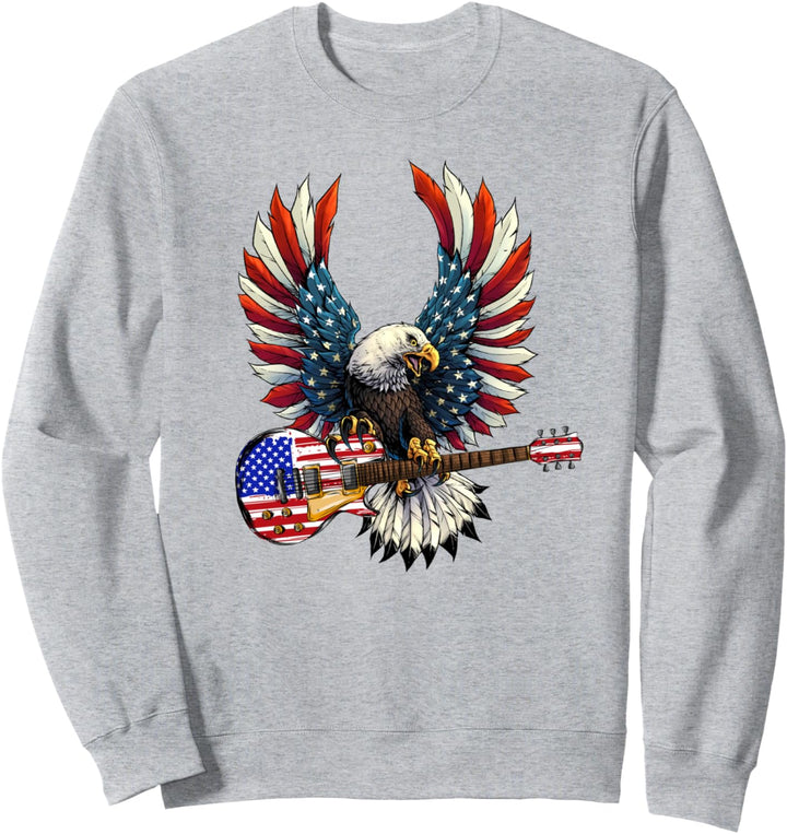 Guitar Eagle Patriotic American Rot Weiss Und Blau Gitarrist Sweatshirt