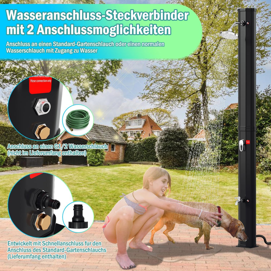 Herrselsam Solardusche 35 Liter inkl. Schutzhaube，Solar Gartendusche Pooldusche Regendusche Aussendu