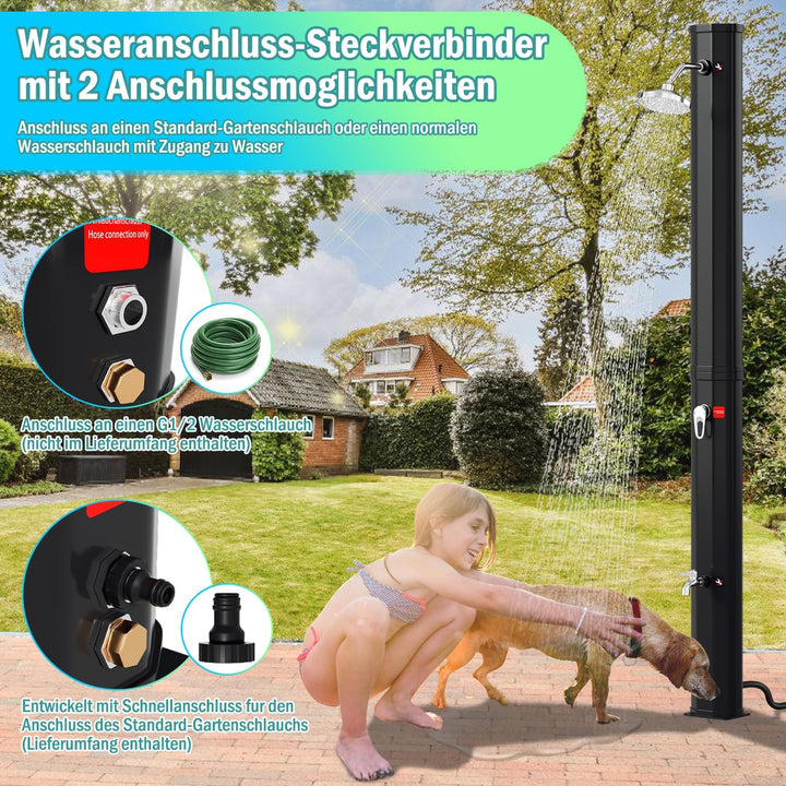 Herrselsam Solardusche 35 Liter inkl. Schutzhaube，Solar Gartendusche Pooldusche Regendusche Aussendu