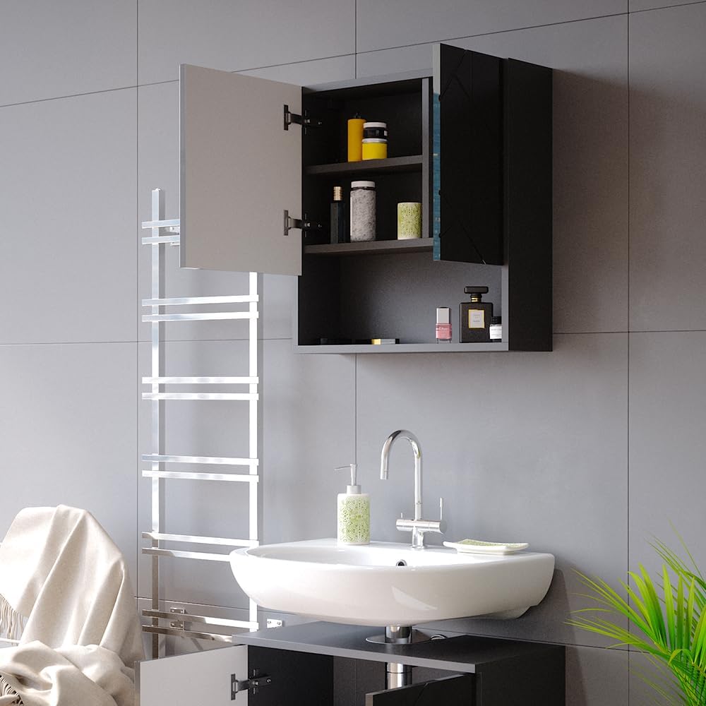 Vicco Bad Spiegelschrank Irma, Anthrazit Hochglanz, 54 x 55 cm