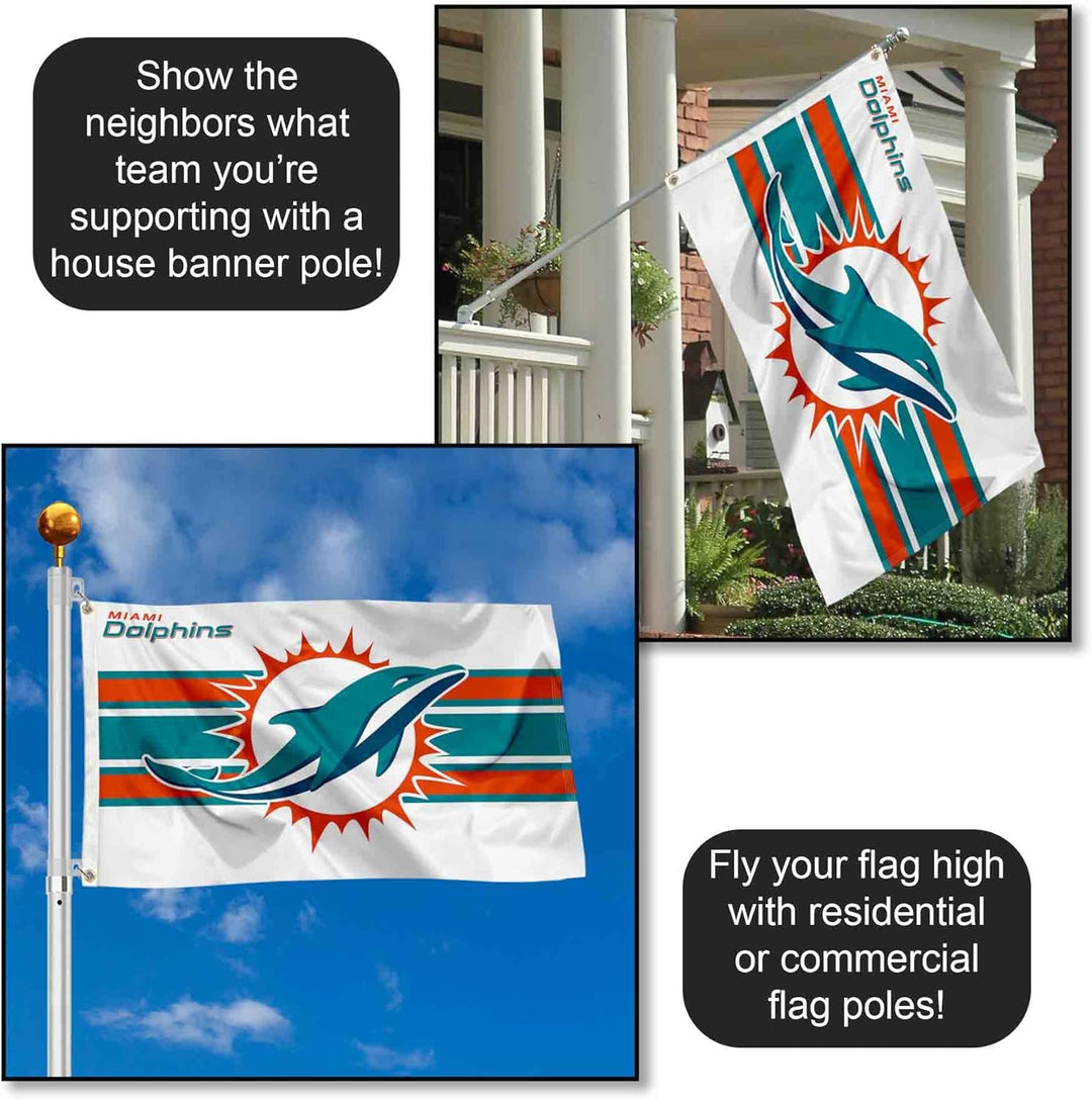 WinCraft Miami Delphins Weisse Flagge für den Innen- und Aussenbereich, 90 x 150 cm