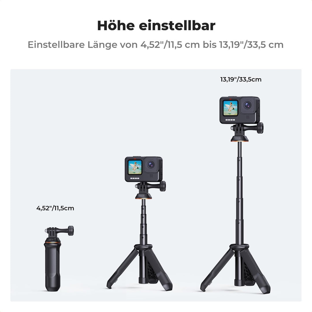 K&F CONCEPT MS10 GoPro stativ, Go Pro Selfie Stick, Tripod,33CM Tischstativ, Tragbare SelfieStick Ko