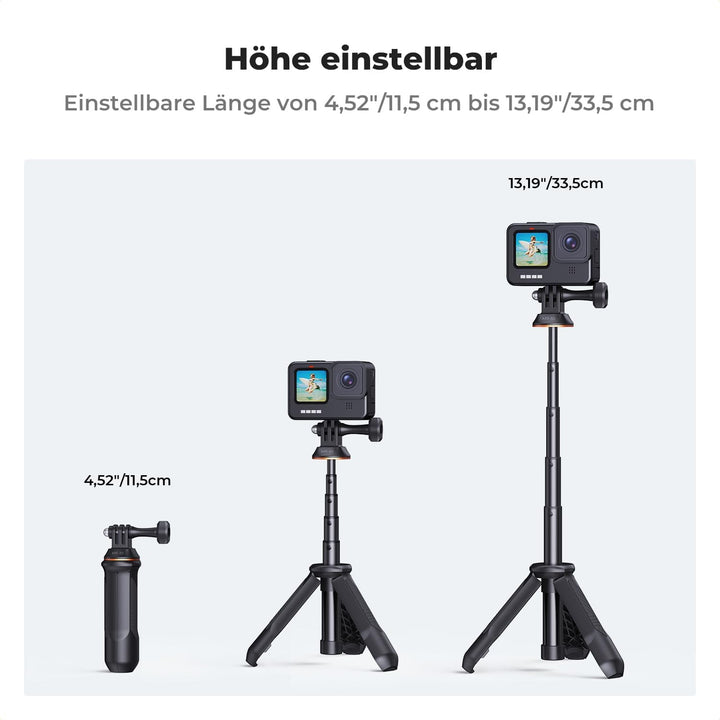 K&F CONCEPT MS10 GoPro stativ, Go Pro Selfie Stick, Tripod,33CM Tischstativ, Tragbare SelfieStick Ko