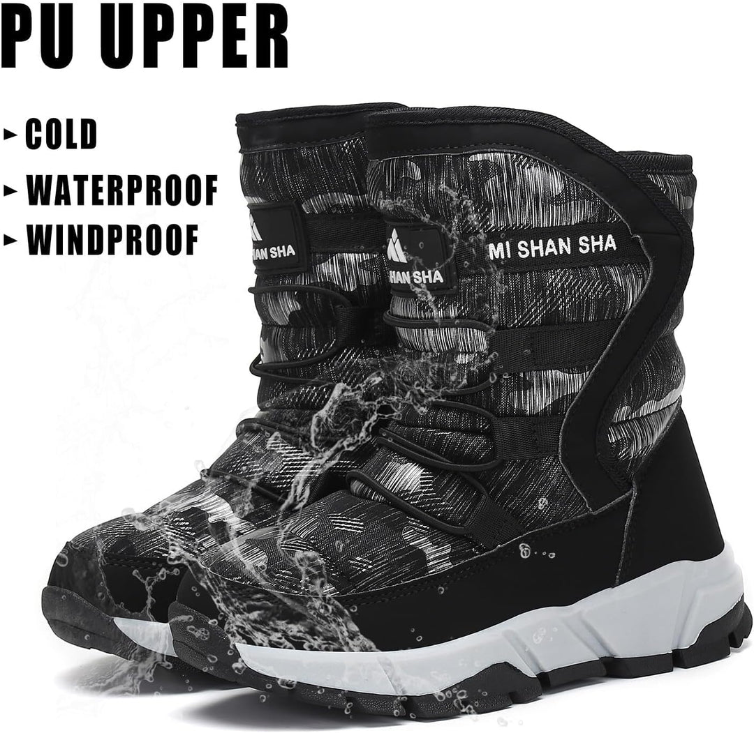 Mishansha Kinder Winterstiefel Jungen Schneestiefel Mädchen Warm Gefütterte Rutschfeste Winter Snowb