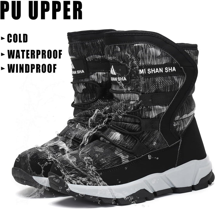 Mishansha Kinder Winterstiefel Jungen Schneestiefel Mädchen Warm Gefütterte Rutschfeste Winter Snowb