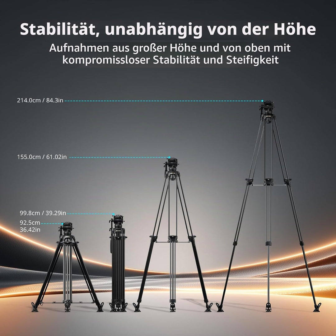 SMALLRIG 214cm FreeSpeed Aluminiumlegierung Video-Stativ, Schwerlast-Kamera-Stativ mit 6-Stufen-Gege