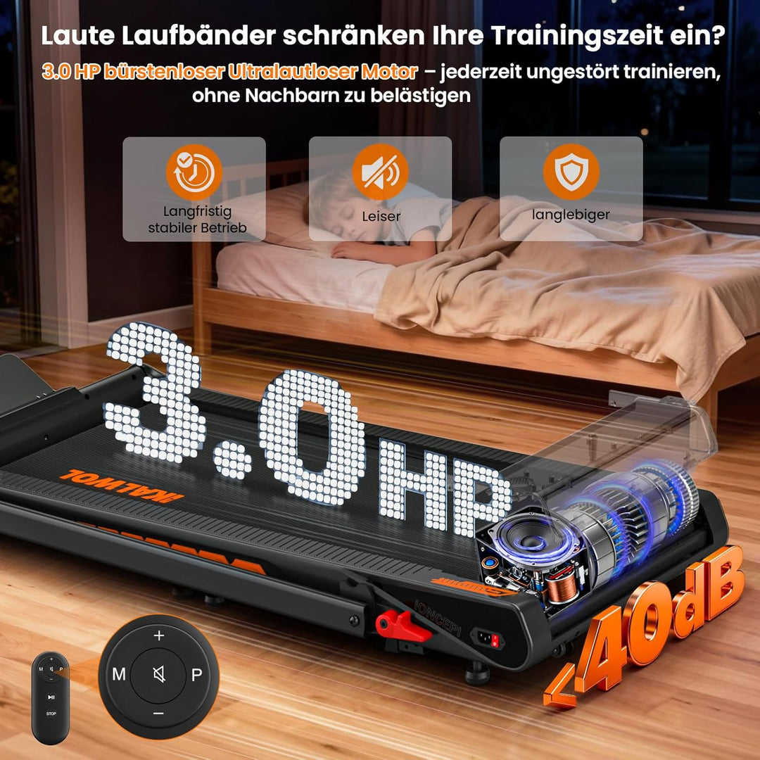 Laufband für Zuhause mit Bluetooth Lautsprecher, 6 in 1 12km/h Walking Pad Laufband mit 10% Steigung