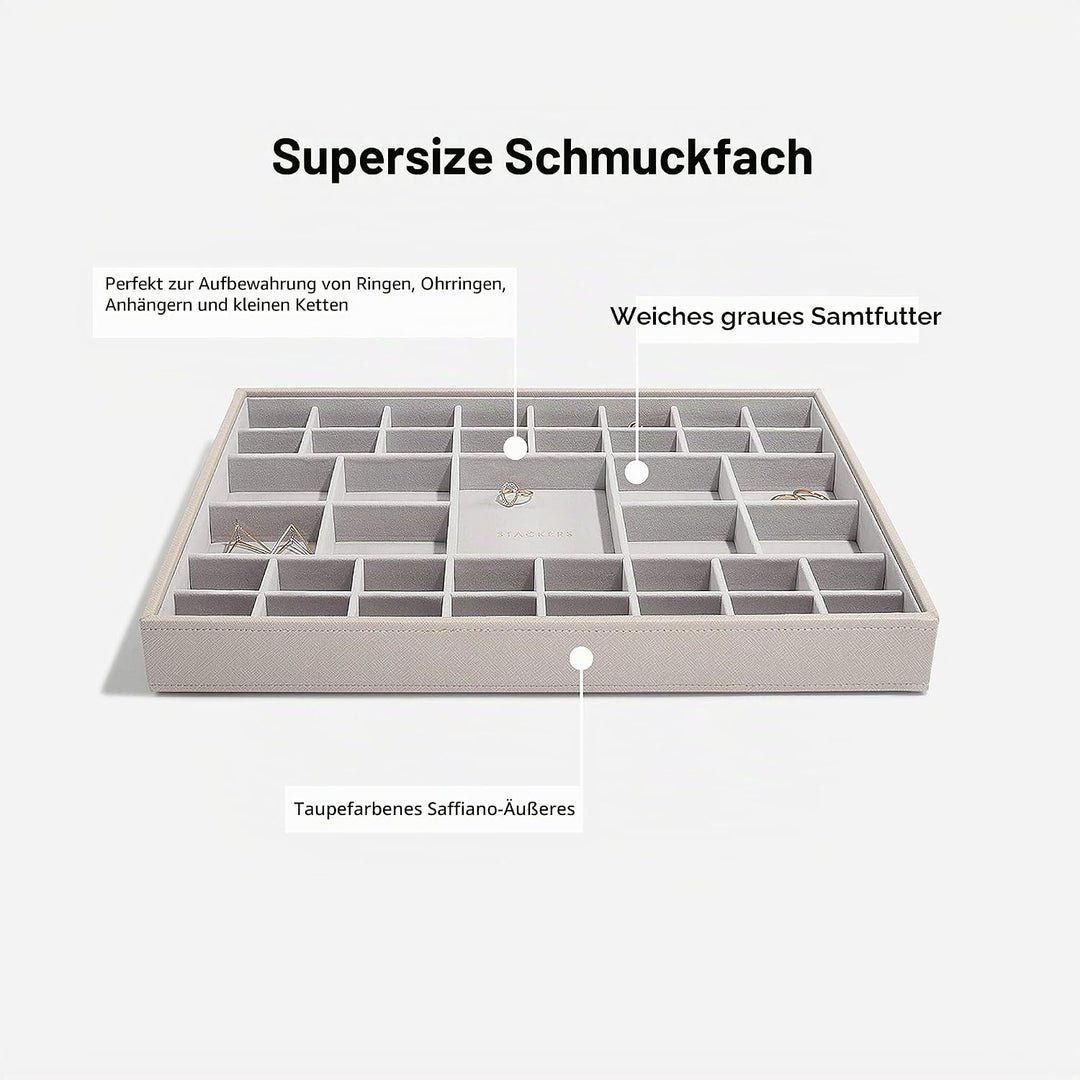 3er Set Schmuckschatullen von Stackers, grosse Grösse, stapelbar (graubraun)