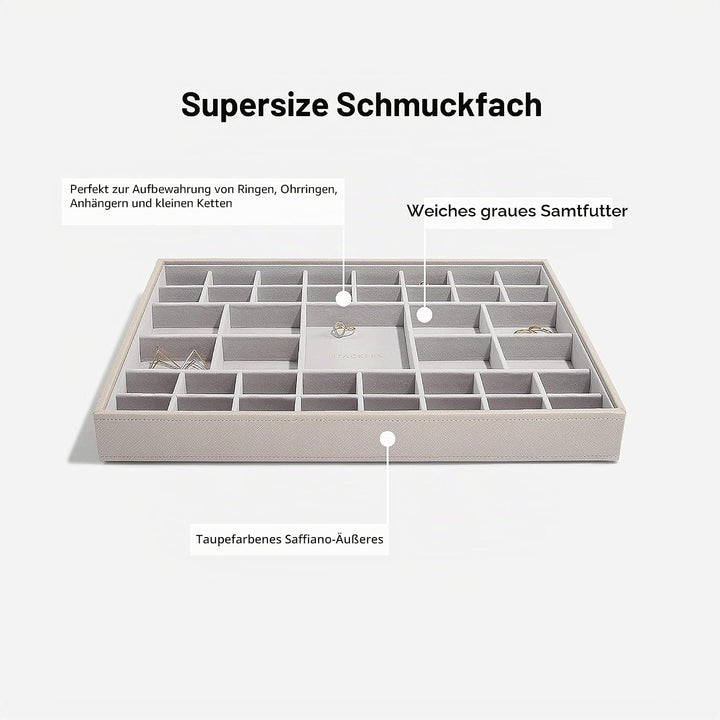 3er Set Schmuckschatullen von Stackers, grosse Grösse, stapelbar (graubraun)