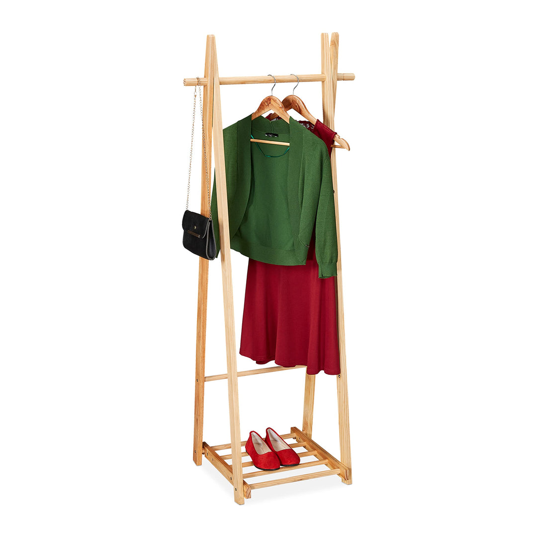 Relaxdays Kleiderständer mit Schuhablage, Kleiderstange, freistehend, Kleiderablage, HBT: 153x62x45
