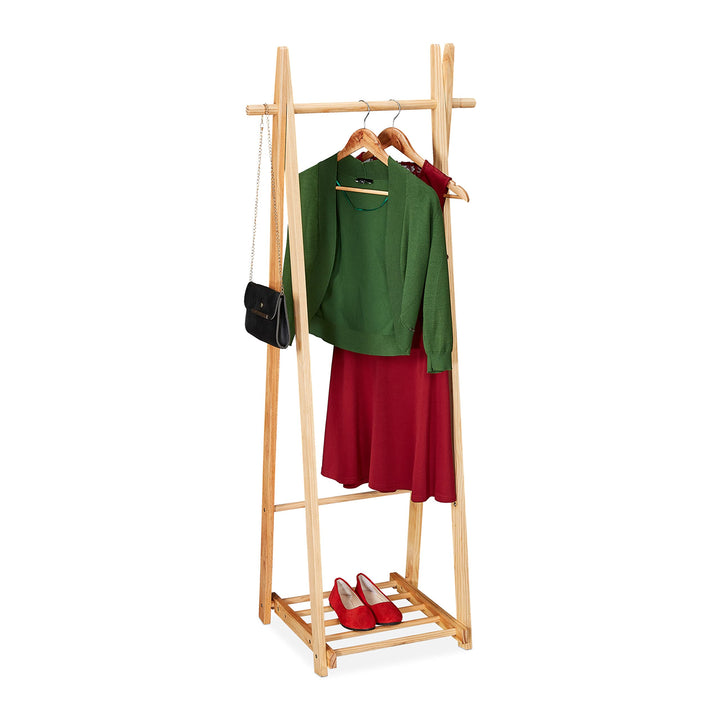 Relaxdays Kleiderständer mit Schuhablage, Kleiderstange, freistehend, Kleiderablage, HBT: 153x62x45