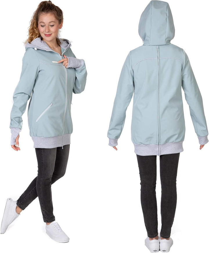 Viva la Mama 4in1 Tragejacke für Tragen auf dem Rücken oder der Brust, Softshell, Umstandsjacke + Kä