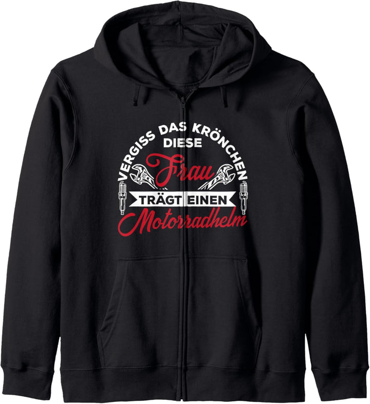 Motorrad Fahrerin I Motocross I Motorradfahrerin Geschenk Kapuzenjacke