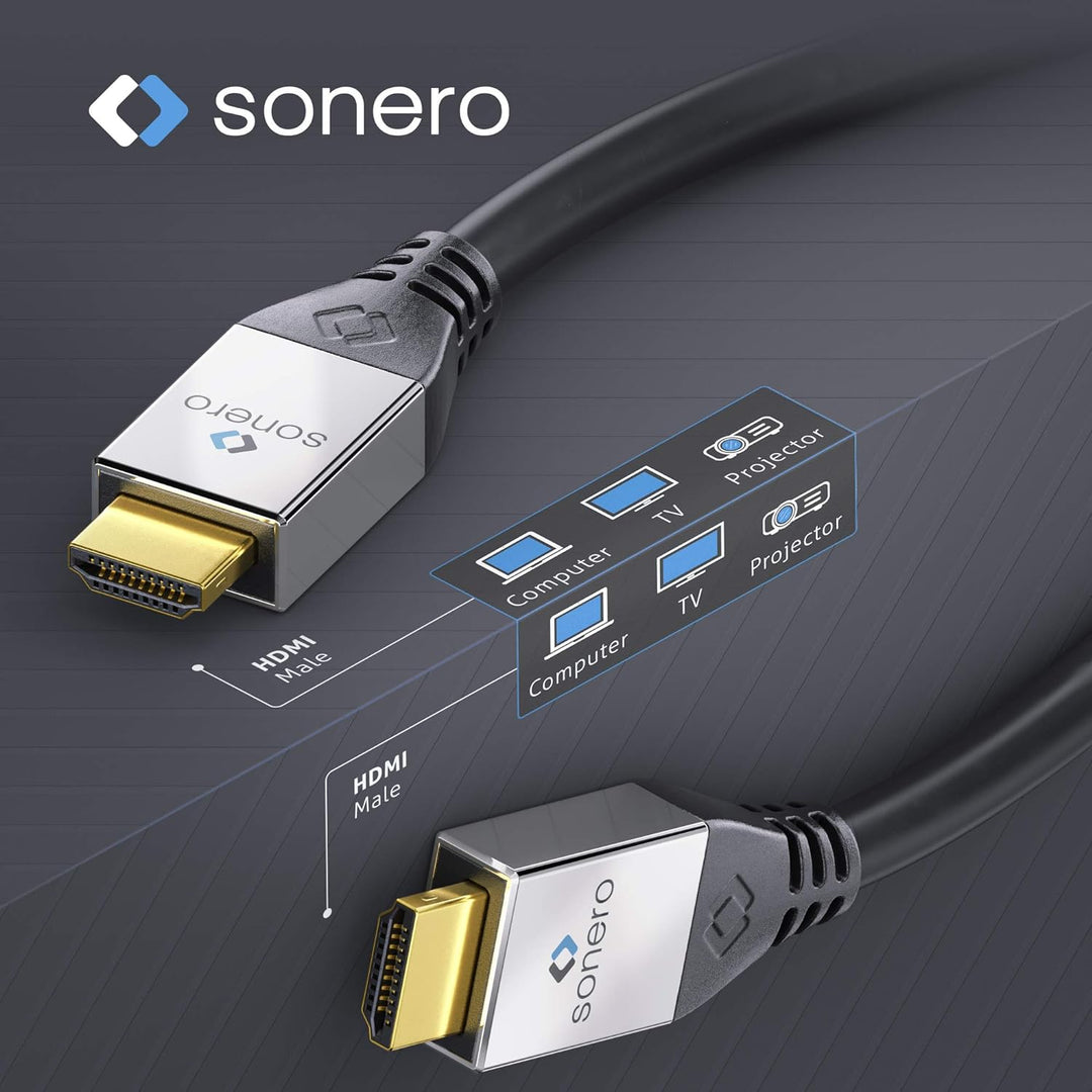 sonero® Premium Aktives High Speed HDMI Kabel mit Ethernet, 15,0m, UltraHD / 4K / 60Hz, 18Gbps, schw