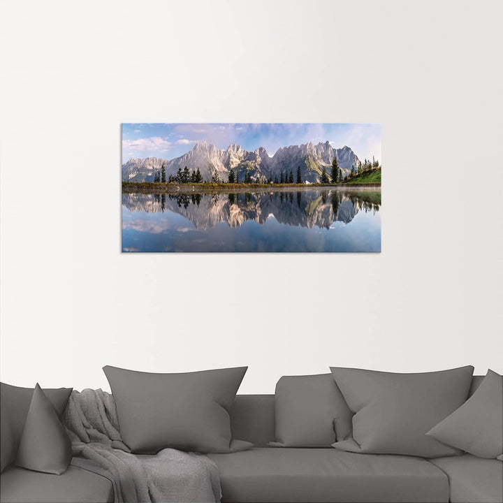 ARTland Wandbild Alu Verbundplatte für Innen &amp; Outdoor Bild 60x30 cm Landschaft Berge Alpen Bäume Se