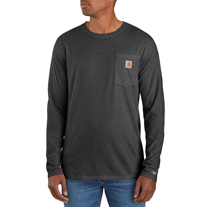 Carhartt Herren Langarmshirt Force Flex Pocket S Carbon Heather, S Carbon Heather