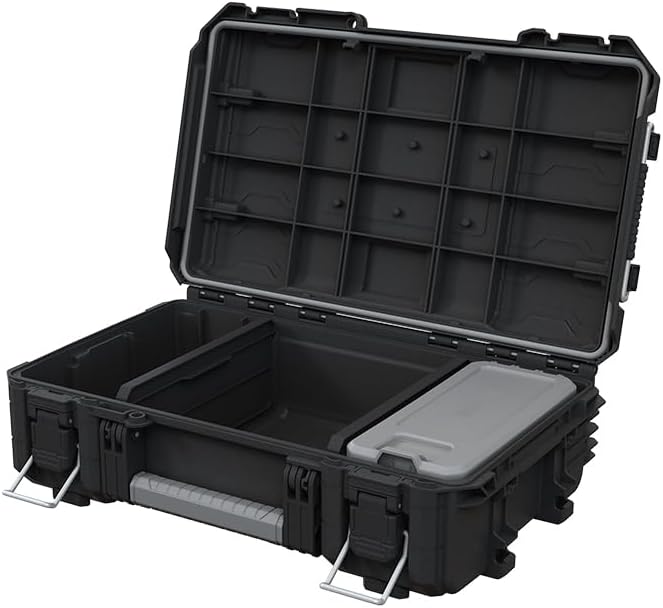 Keter ROC Pro Gear Werkzeugkoffer, modular, stapelbar, leicht, langlebig, IP65 wasserdicht, Schwarz