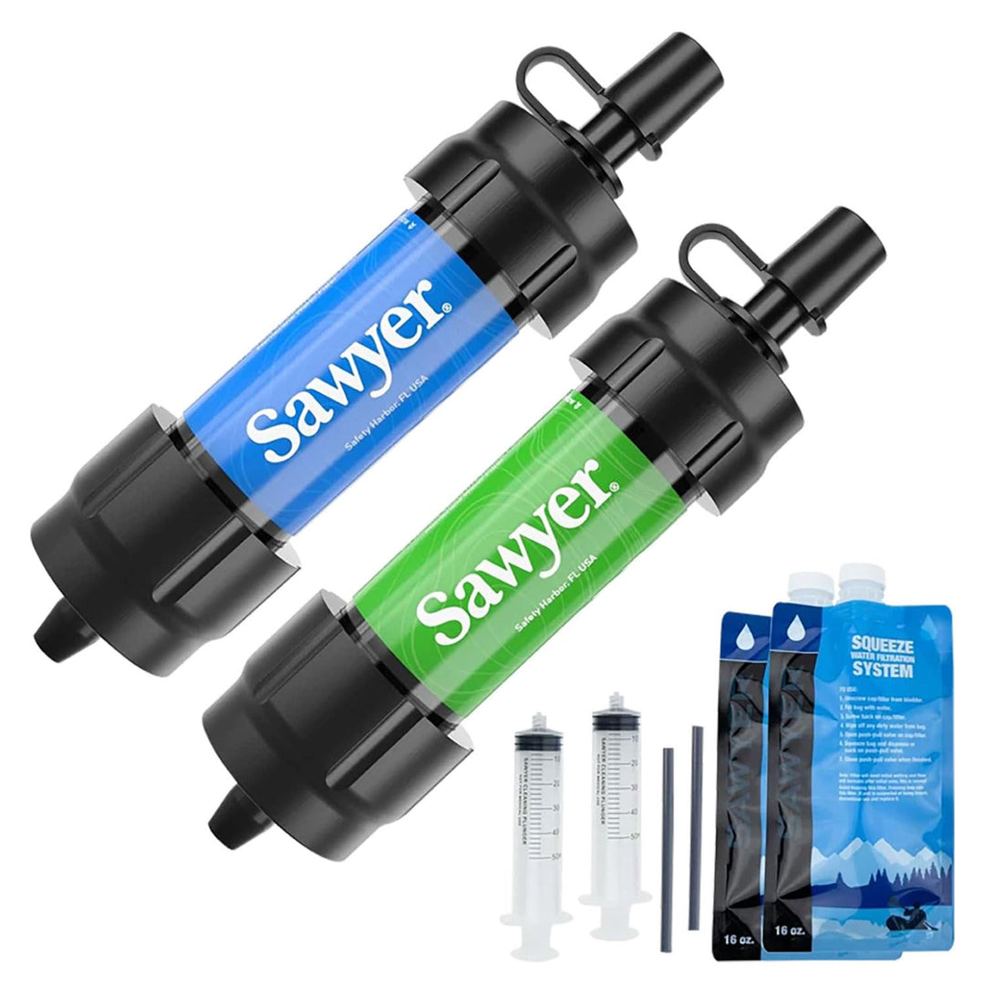 Sawyer Mini Filter Sparsets Wasserfilter für Camping Outdoor Hiking Wandern Sport Fitness (SP2101 Bl