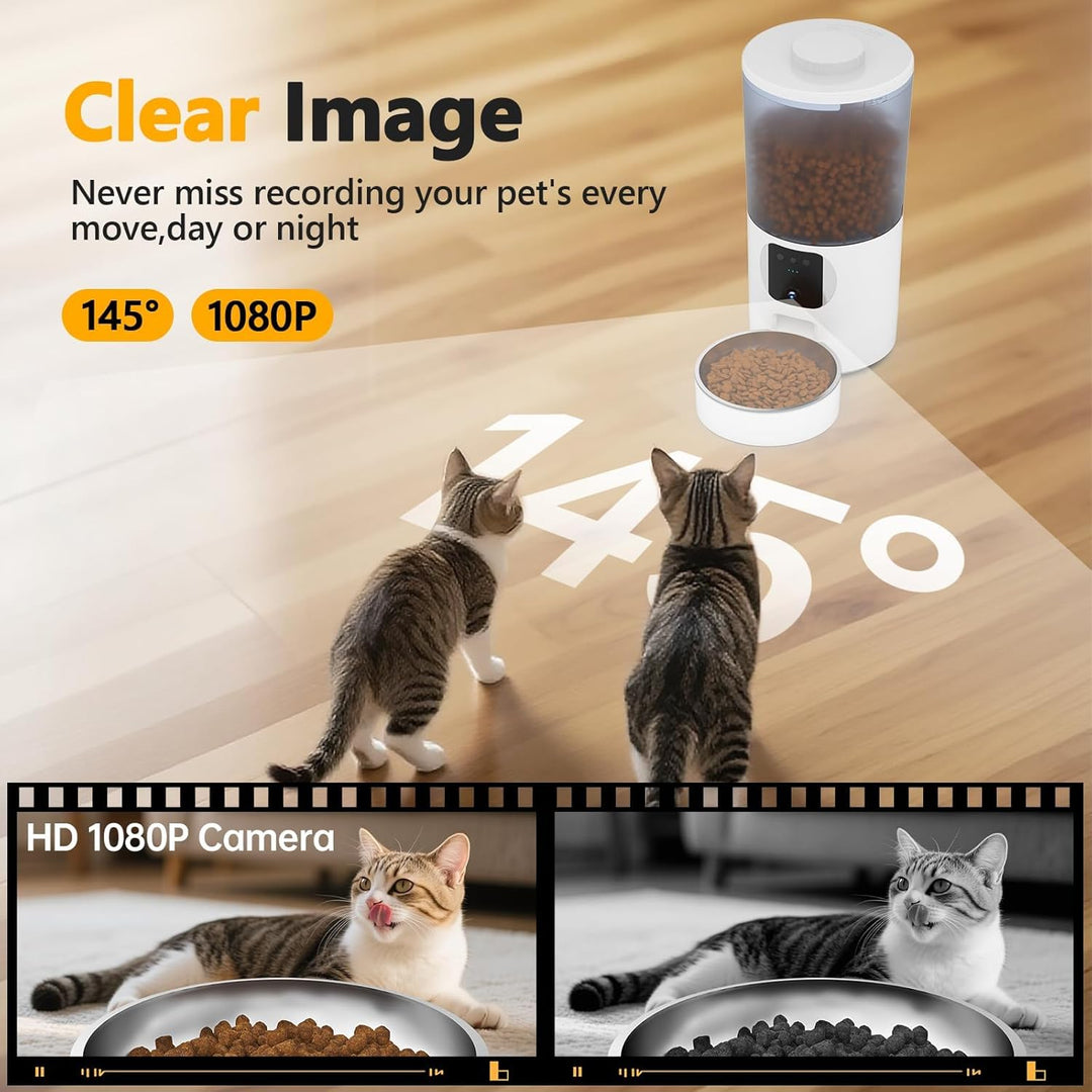 Futterautomat Katze 5L mit Kamera für Trockenfutter, WiFi APP-Steuerung | HD Bewegungserkennung & Fa