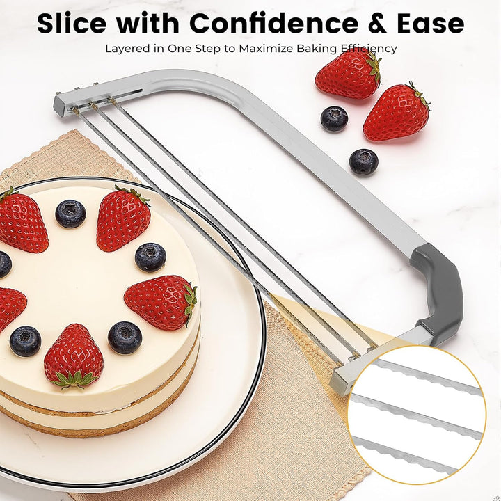 Verstellbarer Tortenschneider 3 Klingen Kuchenschneider Edelstahl Kuchen Nivellierer Schicht-Kuchens