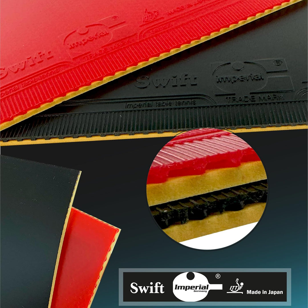 Imperial Swift | Japan Tischtennis Belag | Noppen innen | Allround/Offensiv | ITTF Zulassung Schwarz