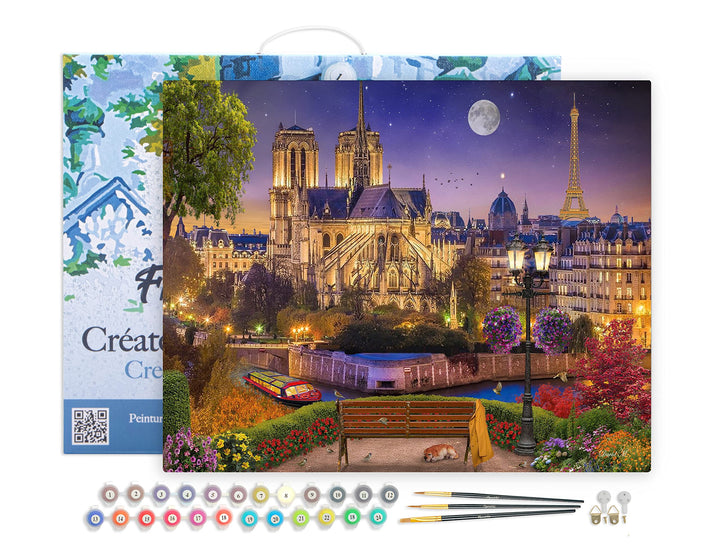 Figured'Art Malen Nach Zahlen Erwachsene Mit Rahmen Notre Dame unter den Sternen - Paint by Numbers
