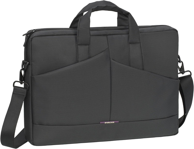 RIVACASE Laptoptasche bis 15,6 Zoll - Schlanke und kompakte Schultertasche mit viel Stauraum, extra